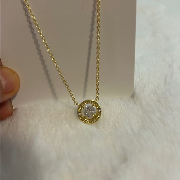 Michael Kors Crystal Bezel Set Gold Tone Necklace - Picture 8 of 9